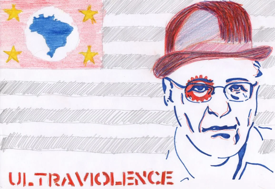 Retrato crítico Ultraviolence, lápis de cor e caneta — DOA Estúdio