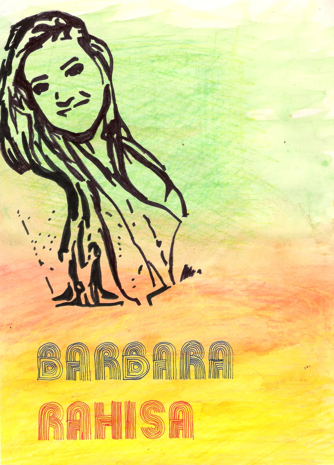 Retrato Barbara Rahisa, nanquim e aquarela — DOA Estúdio